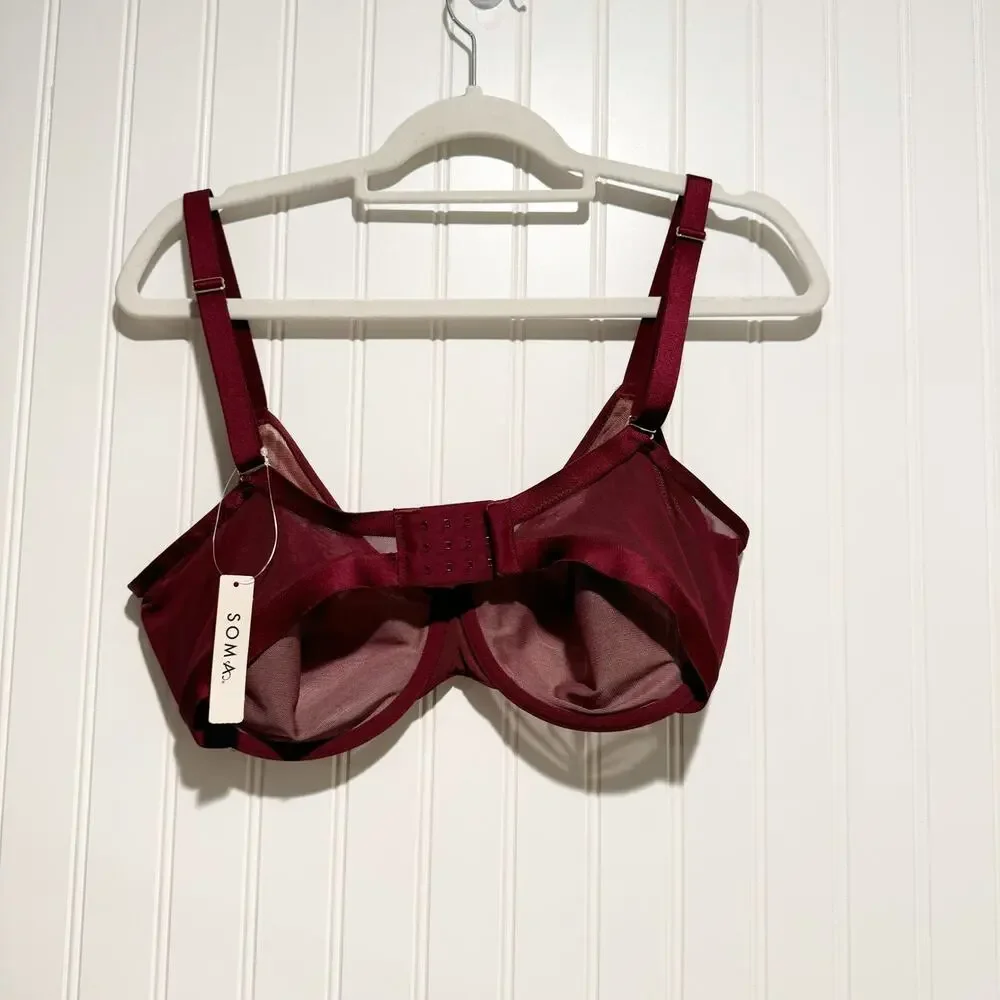 Soma Unbelievable Lift Perfect Coverage Bra Underwire Plum Velvet NEW 36DDD